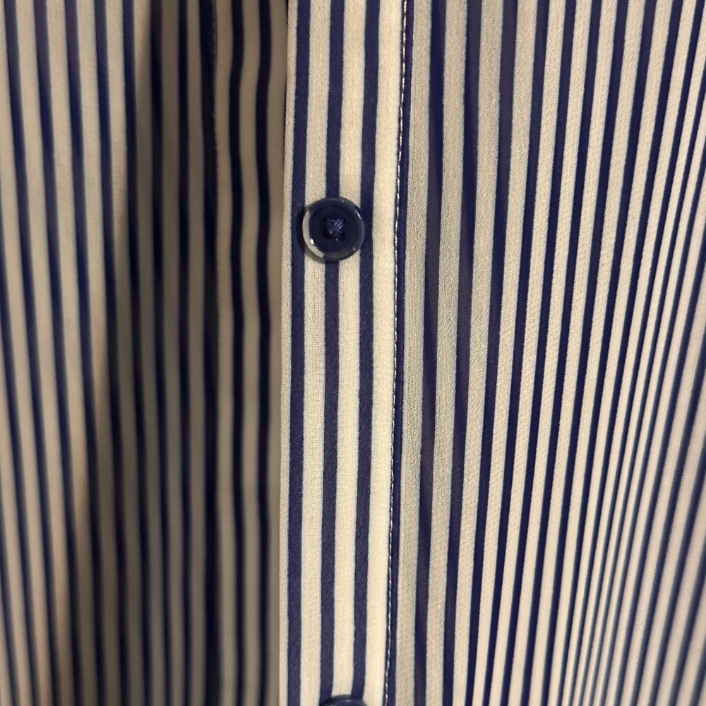 Elie Tahari TREND Blue and White Striped Button Down Shirt - Picture 5 of 10